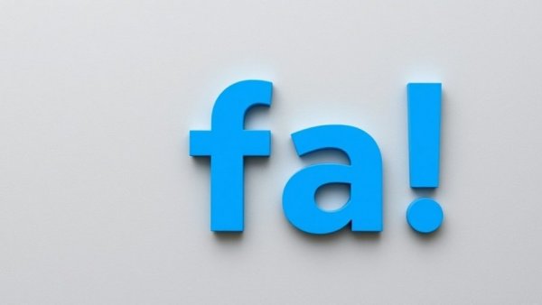 Bold blue 'fa!' text against gray background, minimalist design.