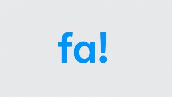Blue 'fa!' text on grey background