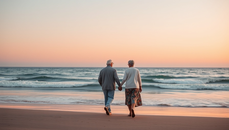 Elderly couple walking on a beach at sunset, symbolizing exit strategy for selling a business.