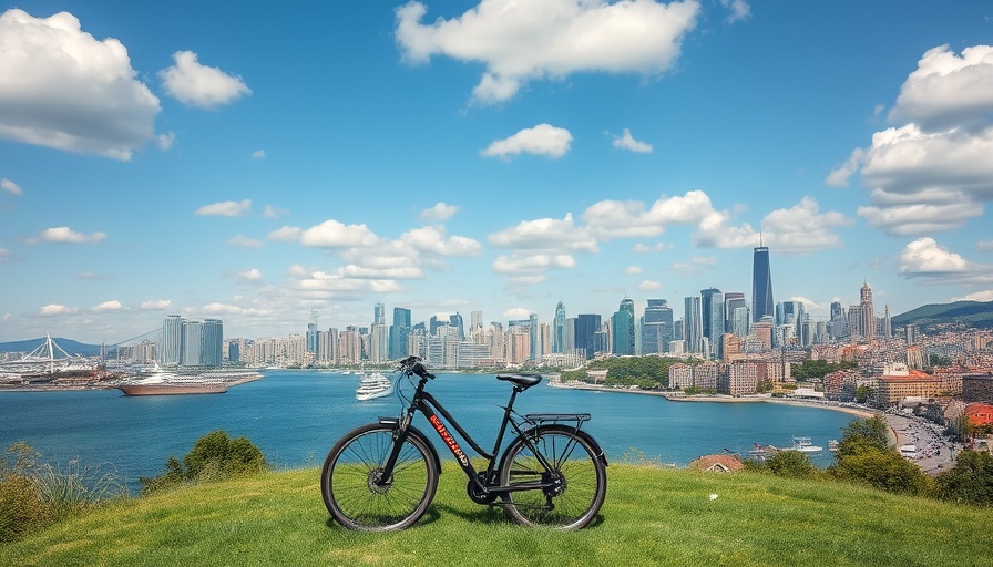 Cityscape view for rent-vesting with bicycle and skyline