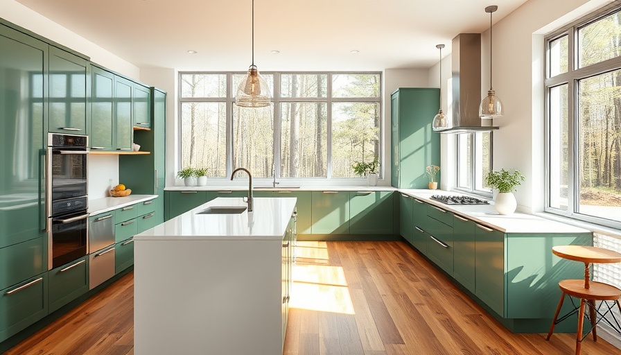 Modern kitchen highlighting granny flat value Tauranga with green cabinetry.