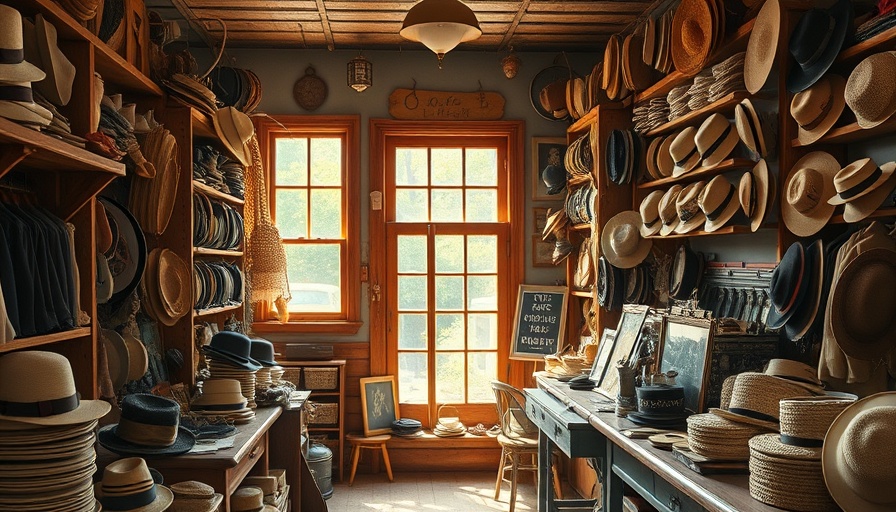 Cluttered shop with hats, concept of downsizing in retirement.