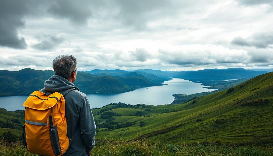 Person enjoying Rotokare Scenic Reserve bird song with lush green hills and lake