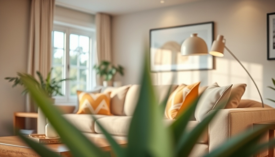 Modern living room with cozy cushions on a sofa, showcasing Healthy Homes Standards for Rental Properties.