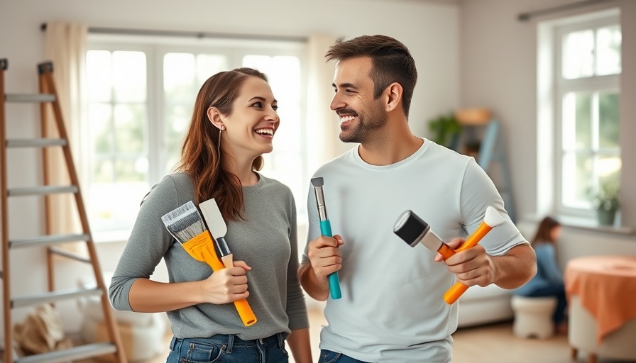 Couple renovating their home with tools, adding value budget-friendly