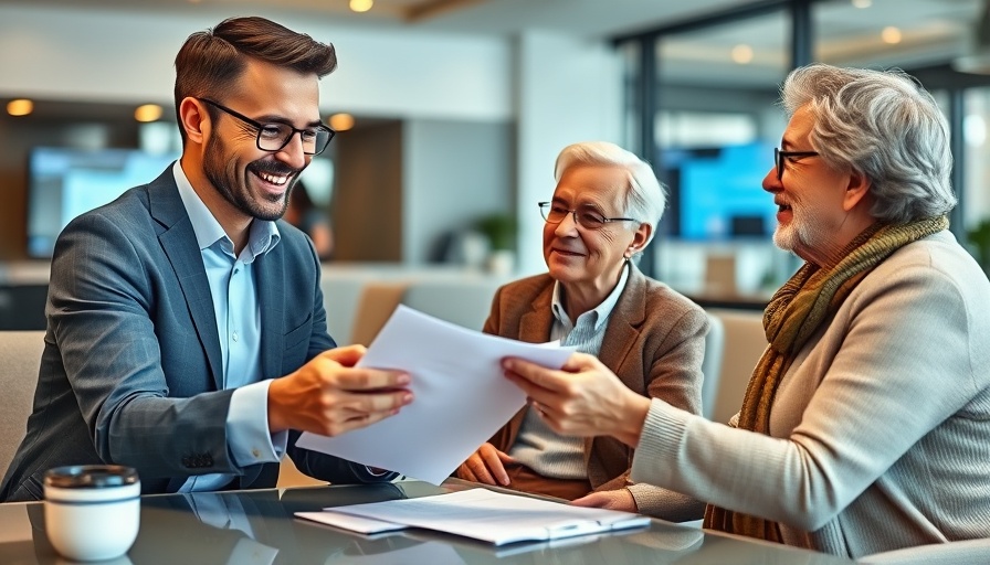 Estate Planning for Retirees: Advisor with documents and retirees.