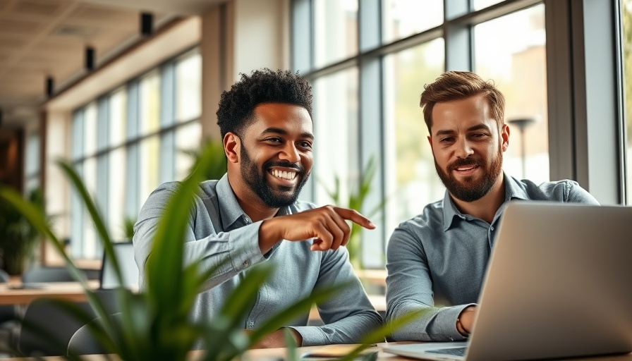 Men learning basics of online banking together.
