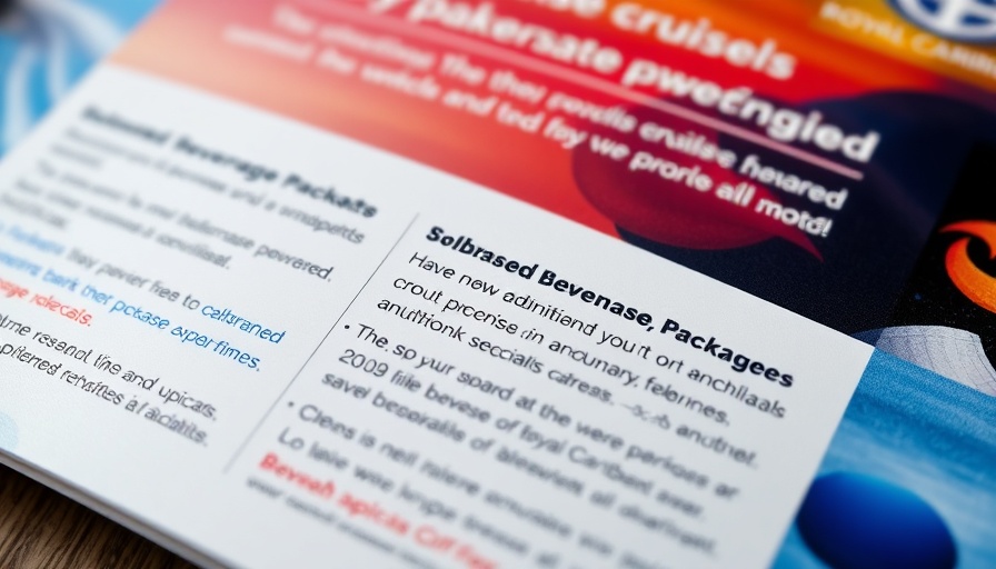 Royal Caribbean cruise brochure close-up with offers and promotions, Allure of the Seas Western Mediterranean Cruise.