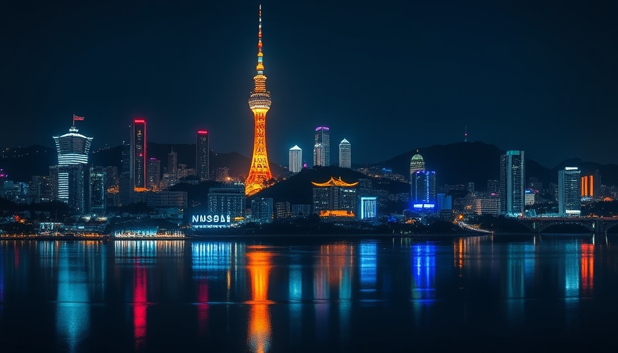 Vibrant Seoul night skyline with Namsan Tower and reflections, Cruise Asia Expands into Korea.