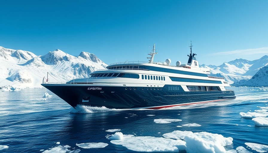 SunStone Ships Boundless Class cruising in icy waters with mountains.