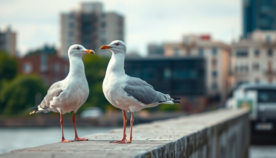 Seagulls on concrete platform, ideal for birdwatching for older adults.