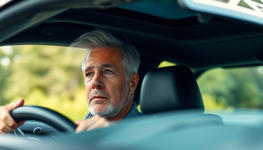 Senior man driving safely in a car, focusing on road.