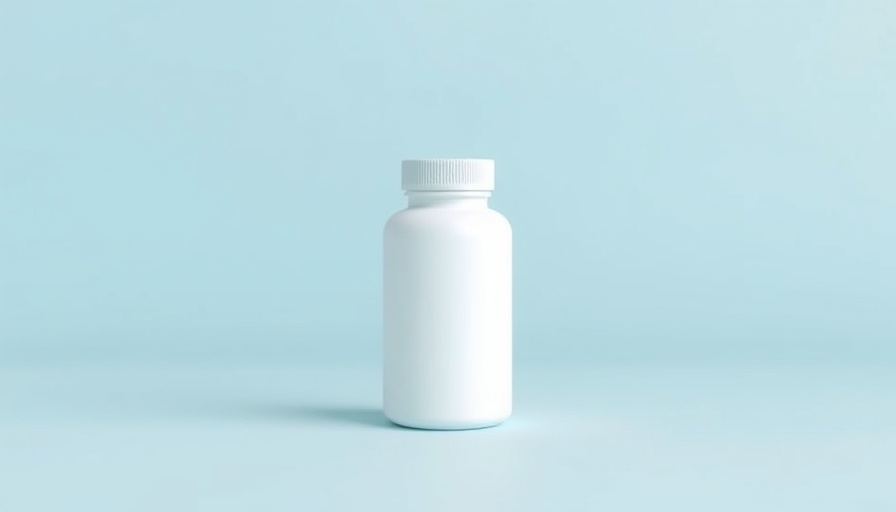 Minimalist pill bottle for Orforglipron oral weight loss medication.