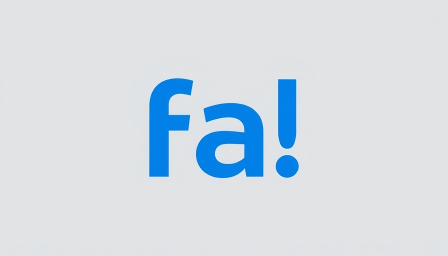Blue lowercase 'fa!' text on gray background, minimal design