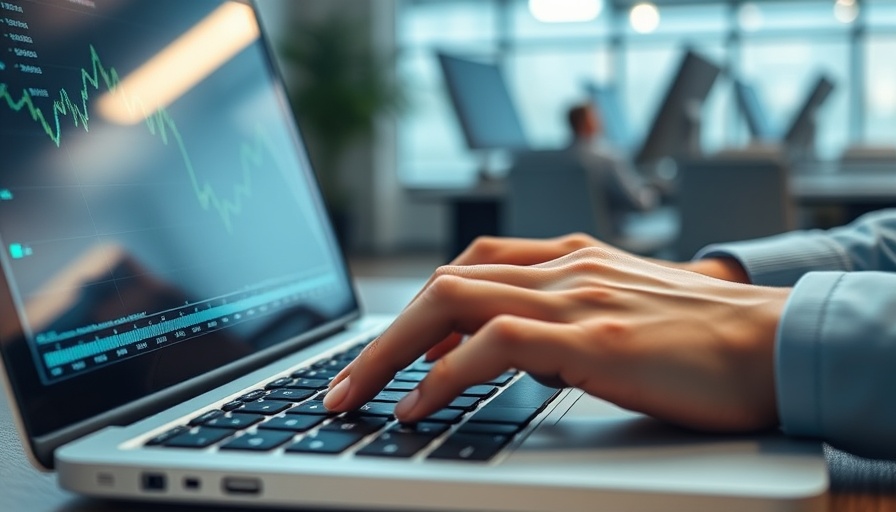 Stock market graph on laptop screen, potentially impacted by US tariffs on NZ exports.