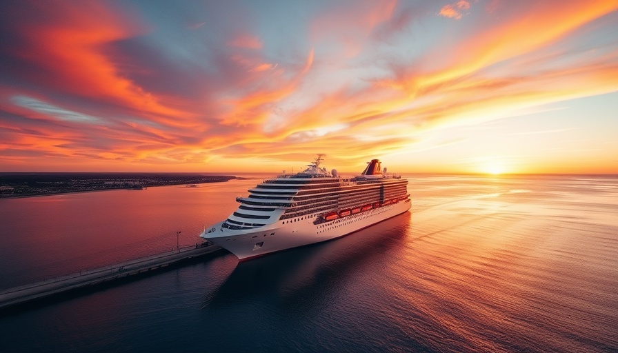 Broome cruise ship tourism at sunset with coastline.
