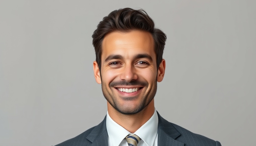 Smiling man in business attire, studio portrait.