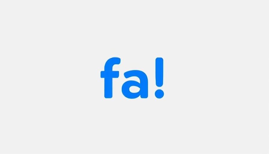 Minimalistic 'fa!' text in blue on gray background