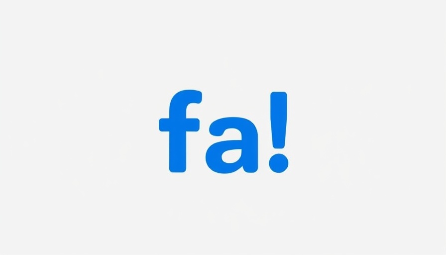 Minimalistic blue 'fa!' text centered on gray background