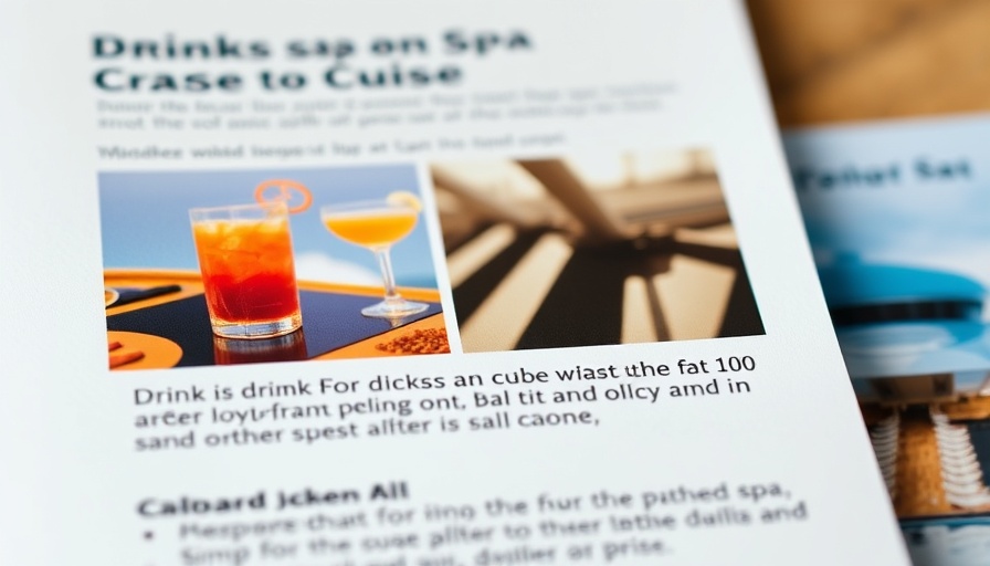 Cruise brochure showcasing drink and spa offers onboard Radiance of the Seas.