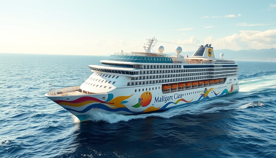 Margaritaville at Sea's Beachcomber Cruise ship sailing in ocean.