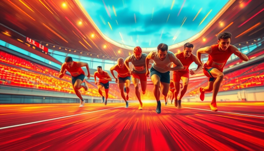 Vibrant depiction of athletes racing, symbolizing speed and progress.
