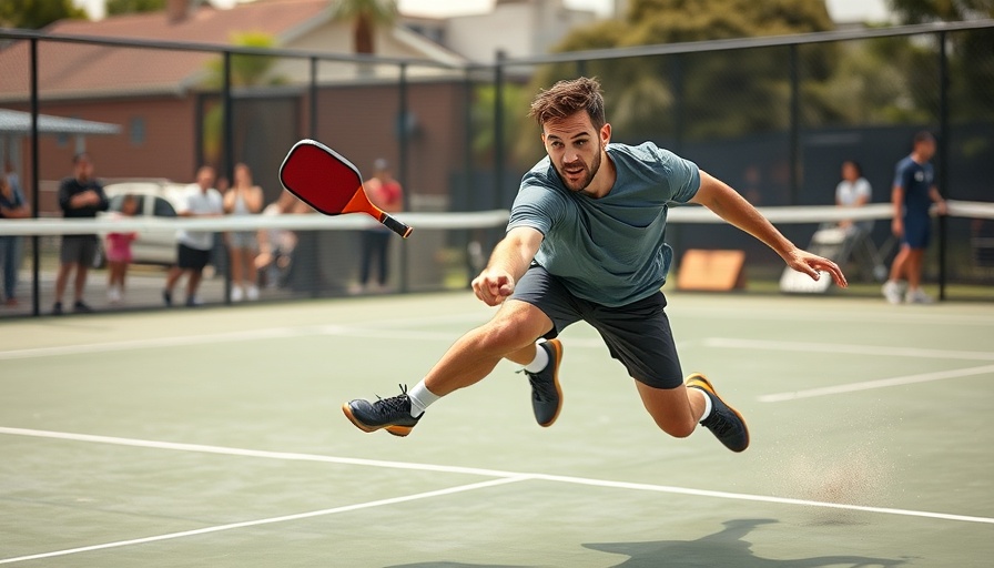 Athlete in mid-air playing pickleball, enhancing mental focus outdoors.