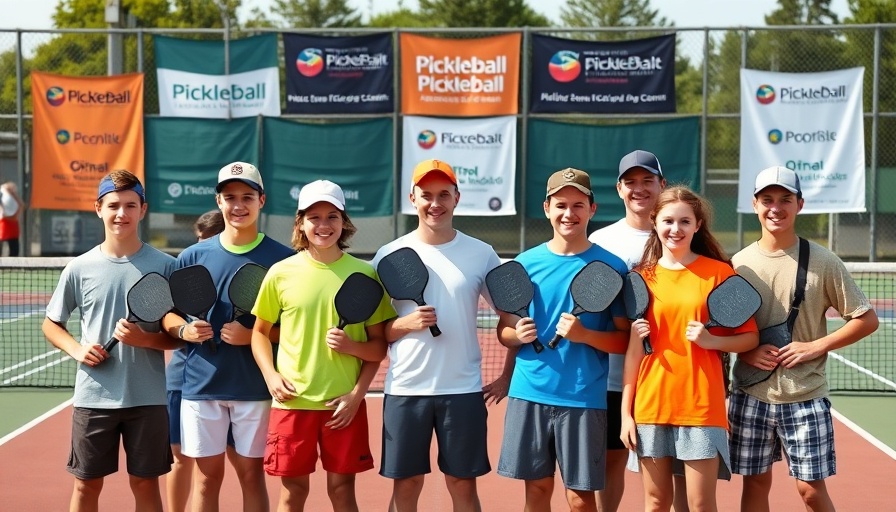 Launch Collegiate Pickleball Series event showcasing young players and sponsor banners.