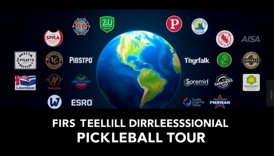 Global pickleball tour launch graphic with a globe and logos.
