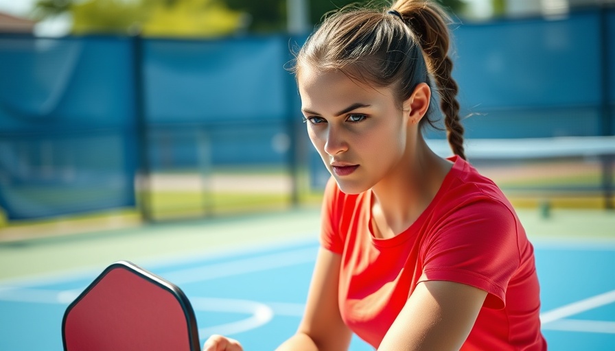 Focused pickleball player achieving mental clarity before a match.