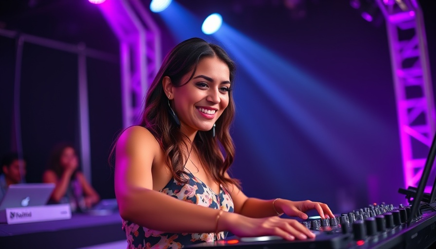 Hispanic female DJ performing at Heritage Month Celebration.