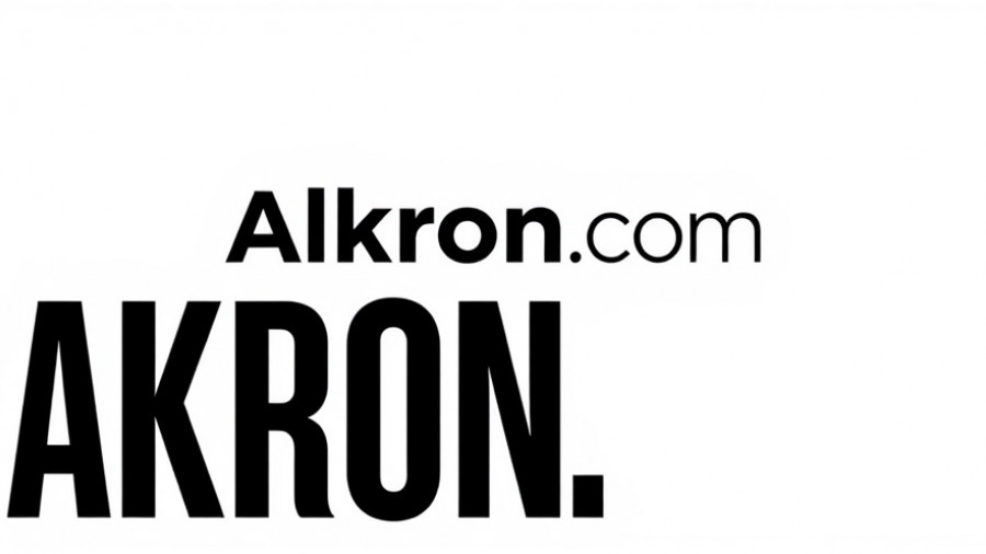 Minimalist Akron.com logo design on white background.