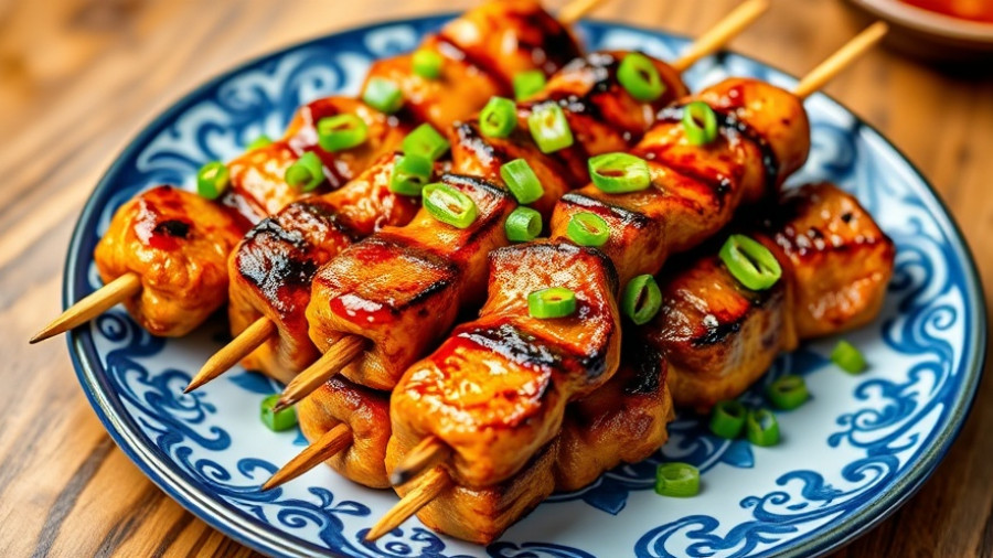 Kyuu-juu izakaya Ohio City grilled skewers with green onions.