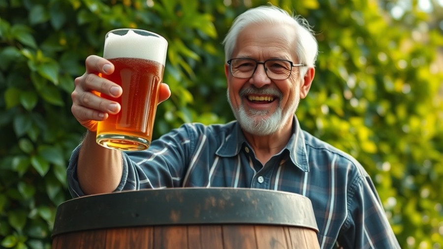 Happy man celebrating Cleveland Beer Week with a glass of beer.