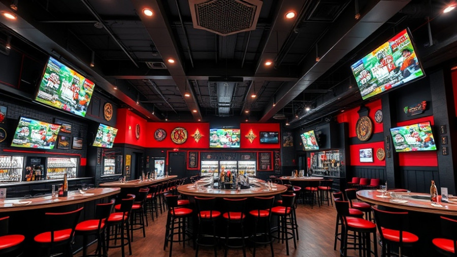 Crowley's at John Carroll sports bar interior with modern decor and TVs.