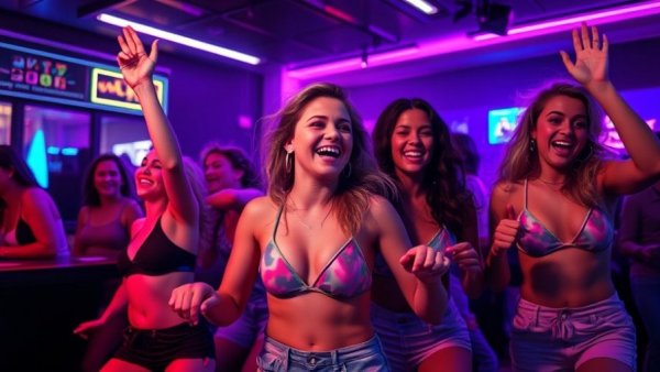 Vibrant nightclub scene with dancers at Cleveland Museum of Art Exhibition.