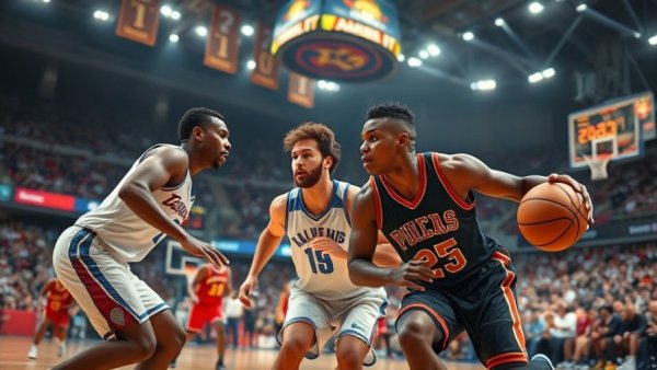 Tristan Enaruna playing basketball for Cleveland Charge in an intense game.