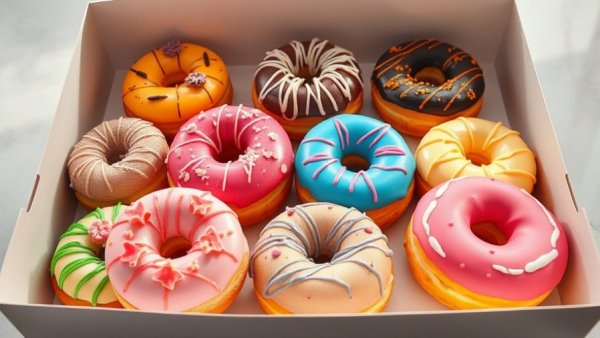 Jack Frost Donuts Avon vibrant assortment in white box.