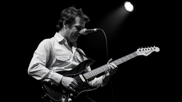 Iconic musician with guitar highlighting Cleveland Rock and Punk Legacy.