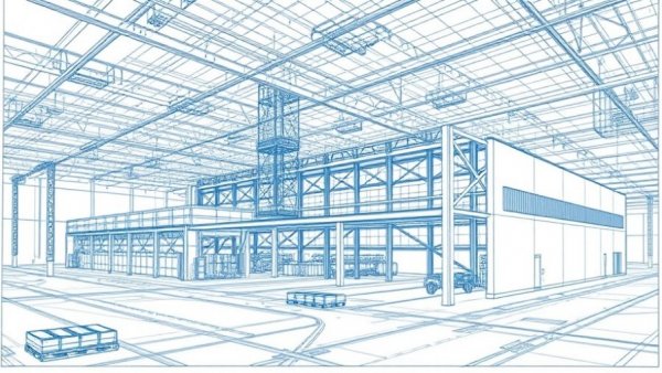 Architectural blueprint of Amazon distribution center in Akron, detailed layout.