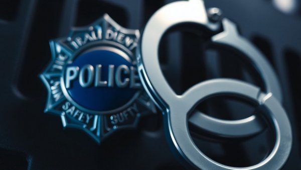 Police badge and handcuffs symbolize West Akron Neighborhood Watch.