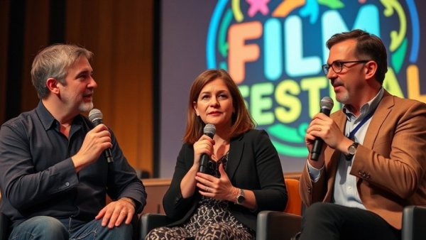 Cleveland International Film Festival 50th Anniversary panel discussion with three people.