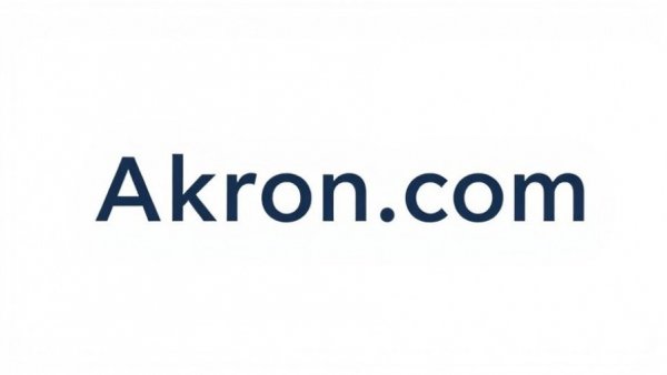Simple 'Akron.com' logo on a white background.