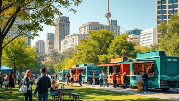 Cleveland Food Truck Lunch Series in urban park setting