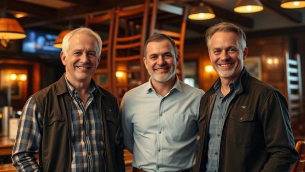 Rocky River Brewing reopening with men inside the bar.
