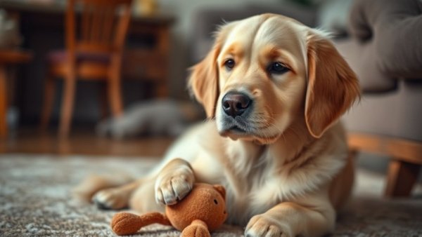 Adoptable golden retriever looking at the camera.