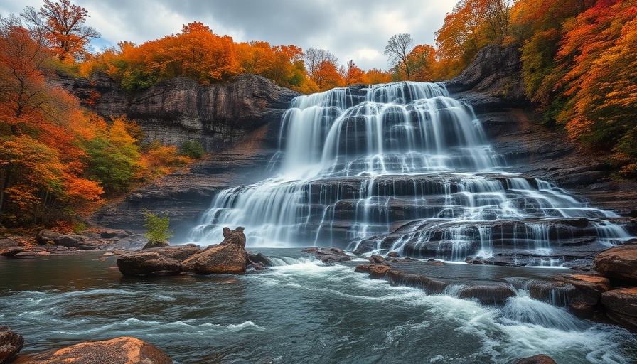 Beautiful waterfall at Cuyahoga Valley National Park in autumn.