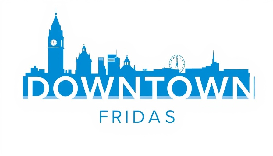 Falls Downtown Fridays logo with clock tower silhouette.