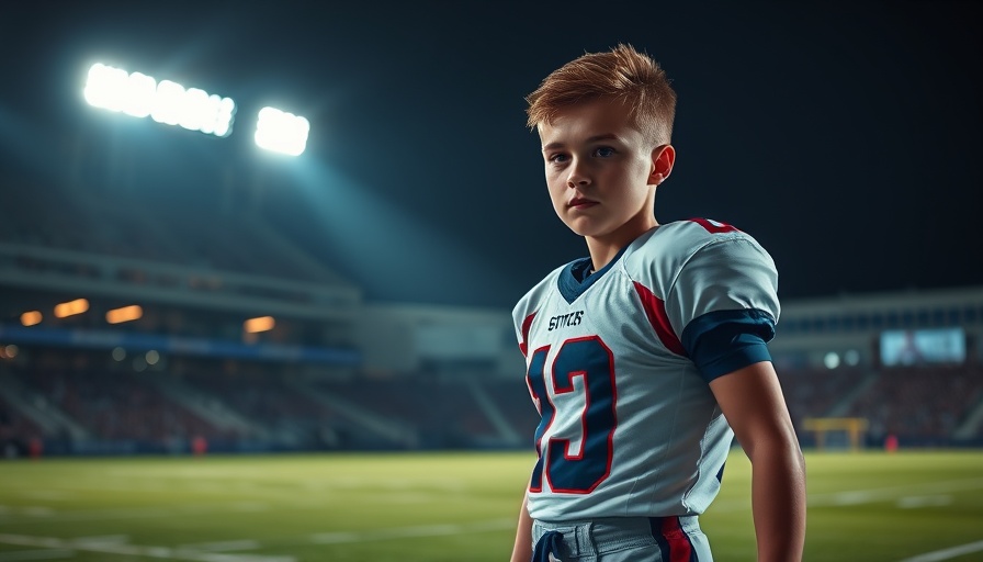 High school football player stands on field after game-winning kick.