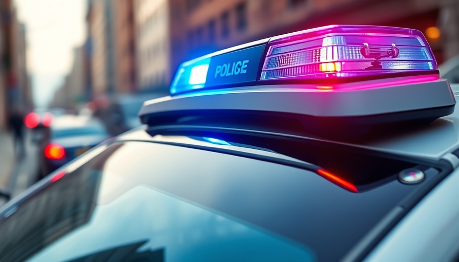 Police car with flashing lights in Cuyahoga Falls shooting investigation.